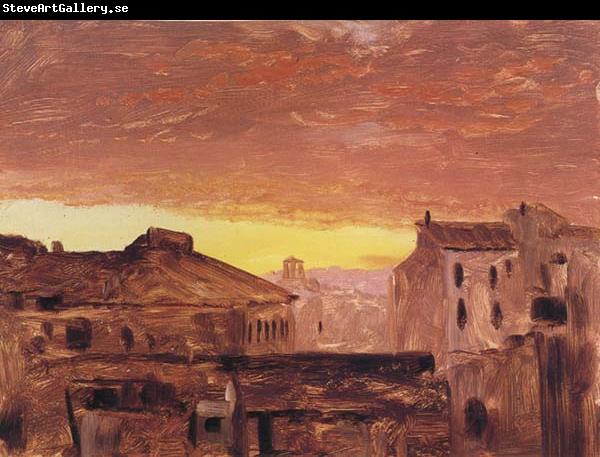 Frederic E.Church Rooftops at Sunset,Rome,Italy